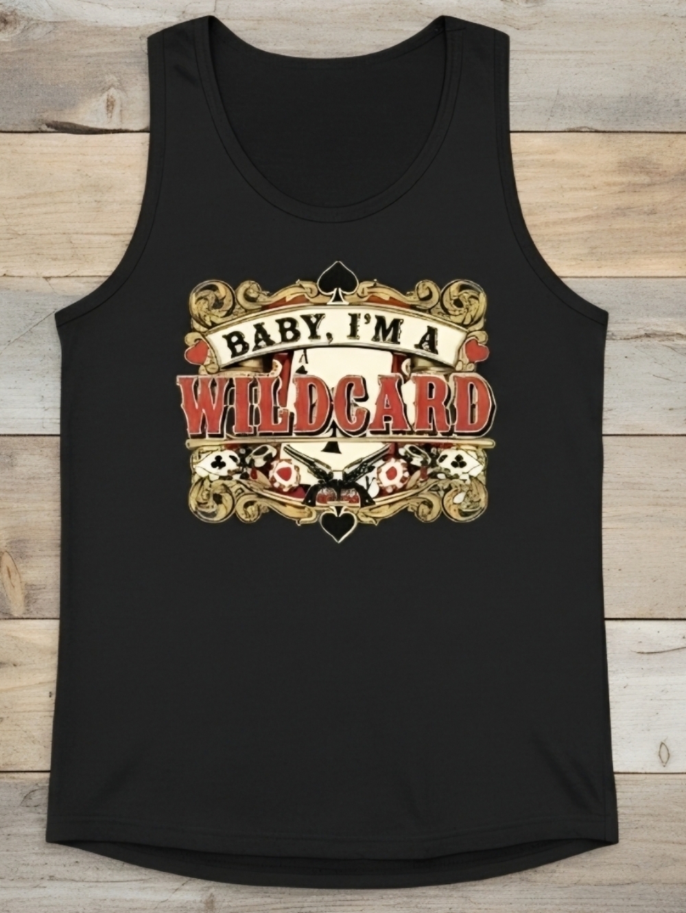 Baby I’m A Wildcard Tank Top • Western Saloon Graphic • Poker Country Concert - Picture 10 of 10